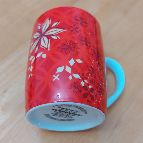 2013 Starbucks holiday ceramic mug poinsettia and snowflake 11 fl oz - Picture 3 of 8
